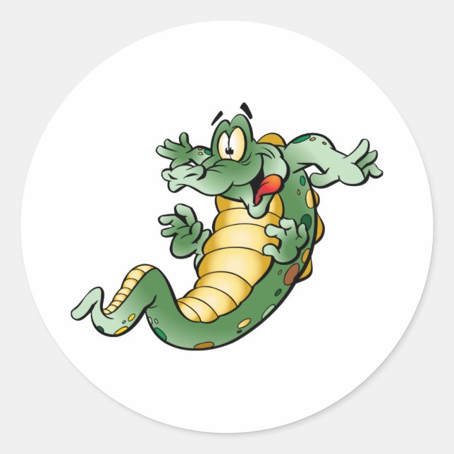 Niedlicher Alligator Cartoon Runder Aufkleber (Vorderseite)