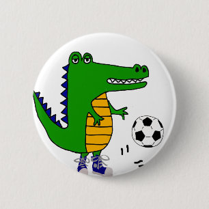 Niedlicher Alligator, der Fußball-oder Button