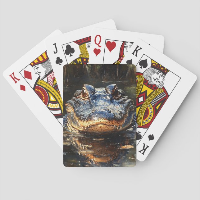 Niedlicher Alligator in der Florida Everglades Mal Spielkarten (Rückseite)