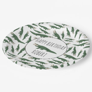 Niedlicher Alligator-Krokodil-Muster-Individuelle Pappteller