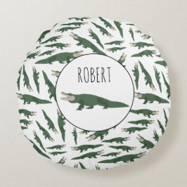 Niedlicher Alligator-Krokodil-Muster-Individuelle Rundes Kissen
