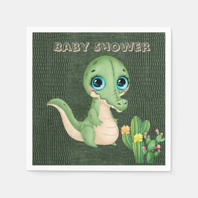 Niedlicher Alligator und Babydusche Serviette (Vorderseite)