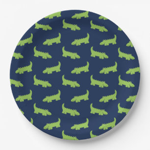 Niedlicher Alligatormuster-Geburtstag Pappteller