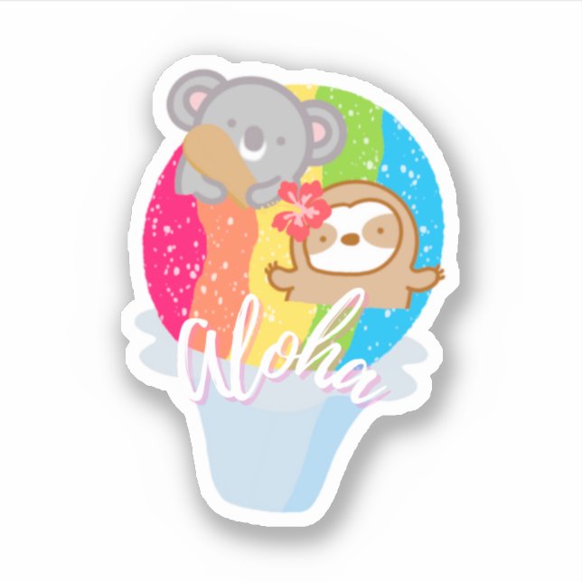 Niedlicher Aloha-Regenbogenschütze Aufkleber (Vorderseite)