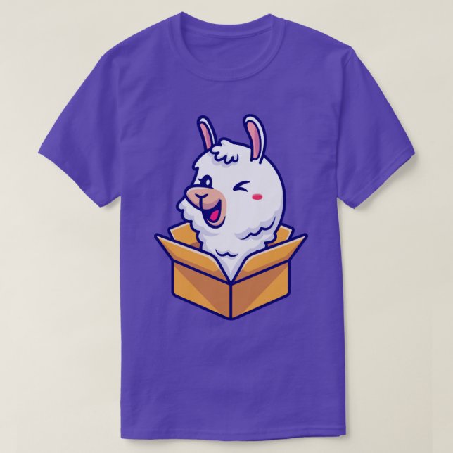 Niedlicher Alpaca-In-Box-Cartoon T-Shirt (Design vorne)