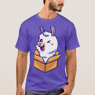 Niedlicher Alpaca-In-Box-Cartoon T-Shirt