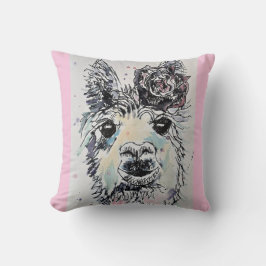 Niedlicher Alpacca Lllama Wasserfarben Art Kinderk Kissen