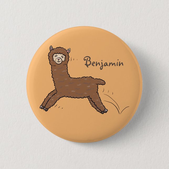 Niedlicher Alpaka-Cartoon Button (Vorderseite)