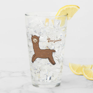 Niedlicher Alpaka-Cartoon Glas