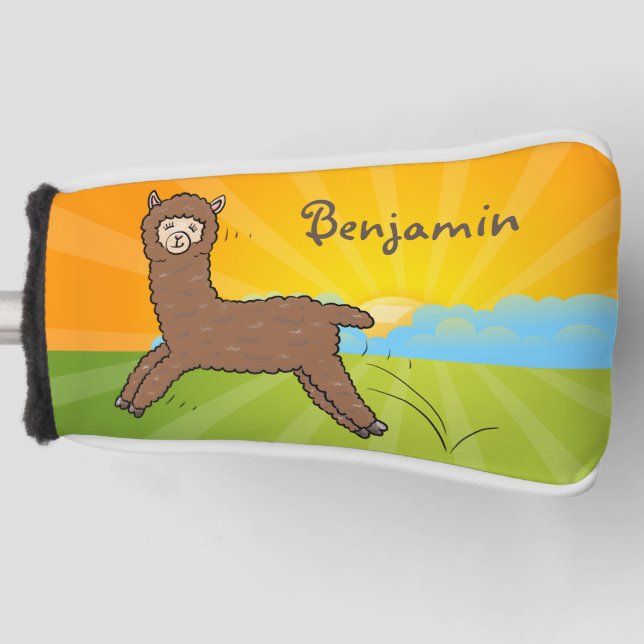 Niedlicher Alpaka-Cartoon Golf Headcover (Vorderseite)