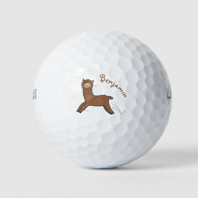 Niedlicher Alpaka-Cartoon Golfball (Vorderseite)
