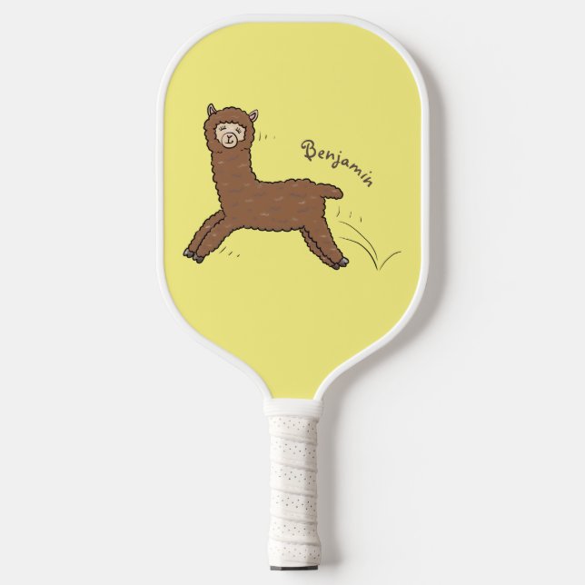 Niedlicher Alpaka-Cartoon Pickleball Schläger (Vorderseite)