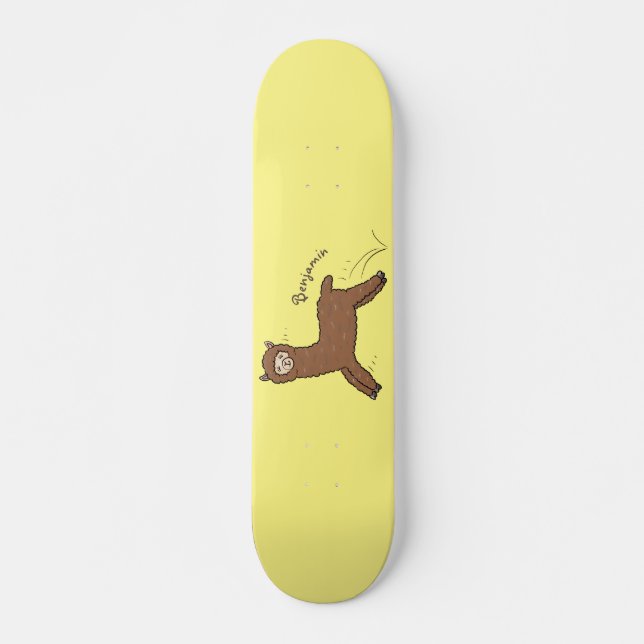 Niedlicher Alpaka-Cartoon Skateboard (Vorne)