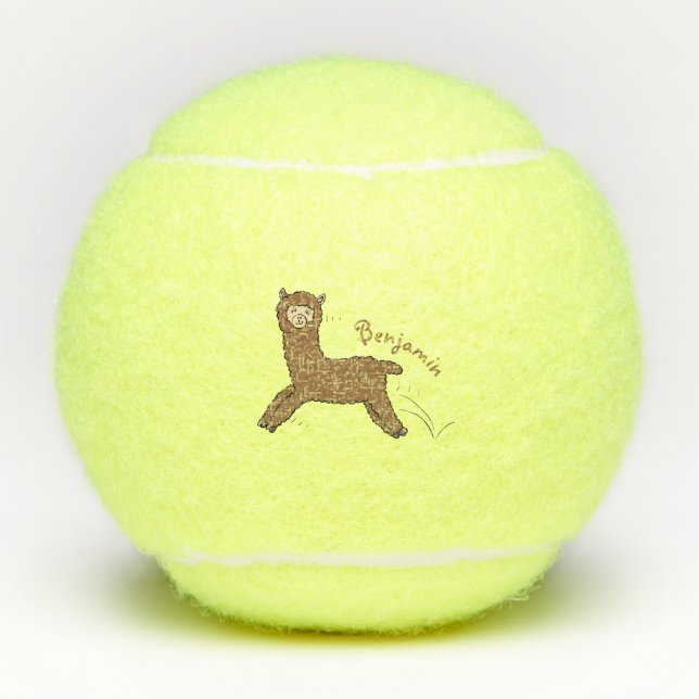 Niedlicher Alpaka-Cartoon Tennisbälle (Vorderseite)