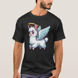 Niedlicher Alpaka-Engelsflügel-Cartoon T-Shirt