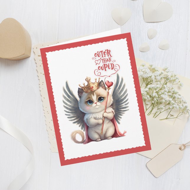 Niedlicher als Cupid Chibi Cat Valentine Holiday Karte (Von Creator hochgeladen)