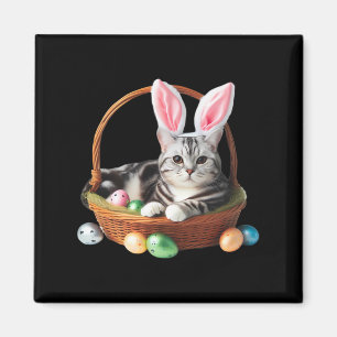 Niedlicher amerikanischer Kurzkatze Ostereier Jagd Magnet