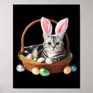 Niedlicher amerikanischer Kurzkatze Ostereier Jagd Poster