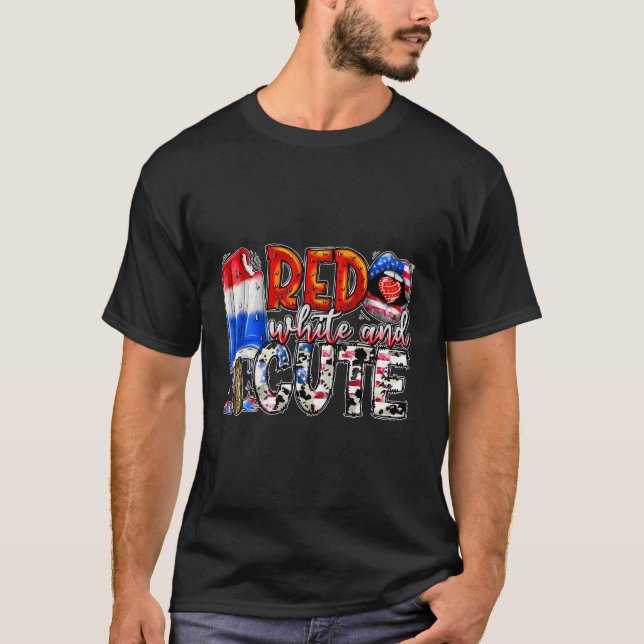 Niedlicher amerikanischer Western am 4. Juli T-Shirt (Vorderseite)