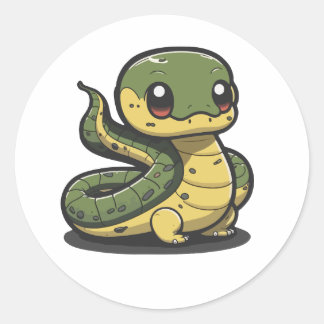 niedlicher Anaconda-Aufkleber Cartoon-Stil Runder Aufkleber