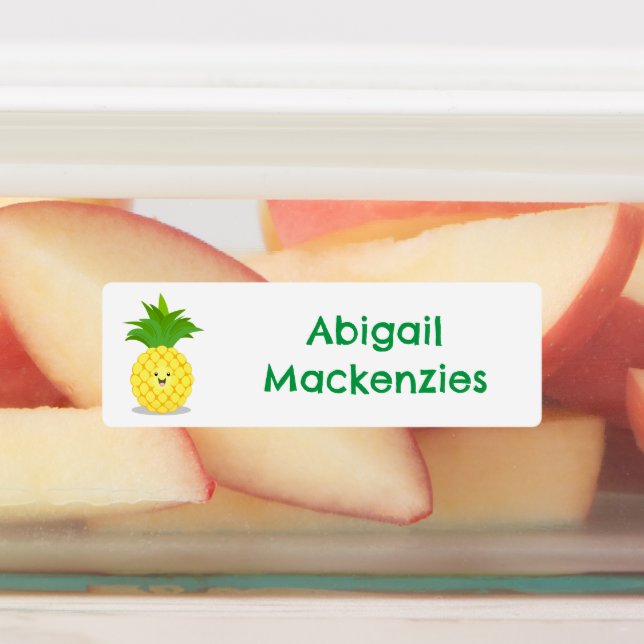 Niedlicher Ananas-Cartoon personalisiert Etiketten (Befestigt)