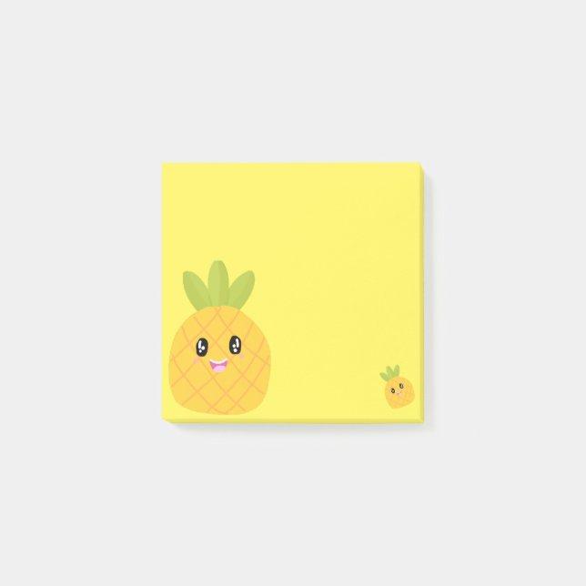 Niedlicher Ananas-Gelbkawaii Post-it Klebezettel (Vorderseite)