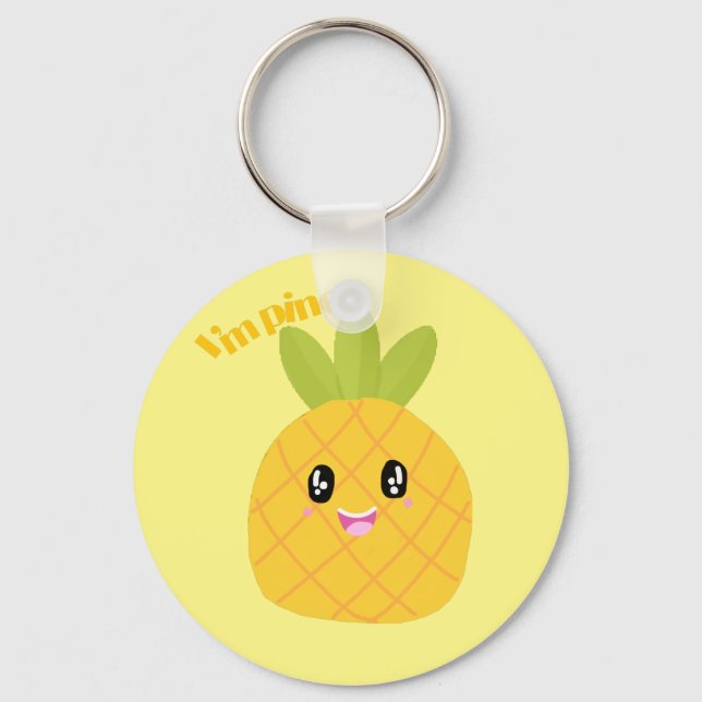 Niedlicher Ananas-Kawaii Schlüsselanhänger (Vorderseite)