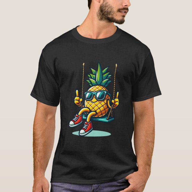 niedlicher Ananas lustiger Swinger T-Shirt (Vorderseite)