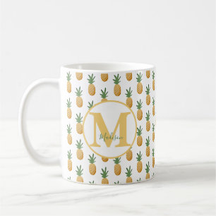 Niedlicher Ananas Monogramm-Kaffee Kaffeetasse