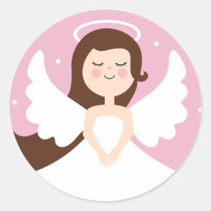 Niedlicher Angel auf rosa Hintergrund Runder Aufkleber