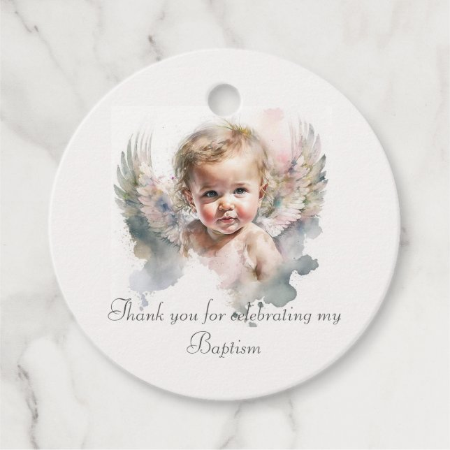 Niedlicher Angel Baby-Taufe Geschenkanhänger (Vorderseite)