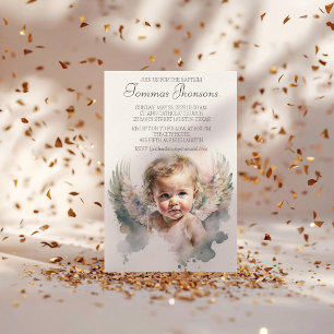 Niedlicher Angel Baby Taufe Wasserfarbe Einladung