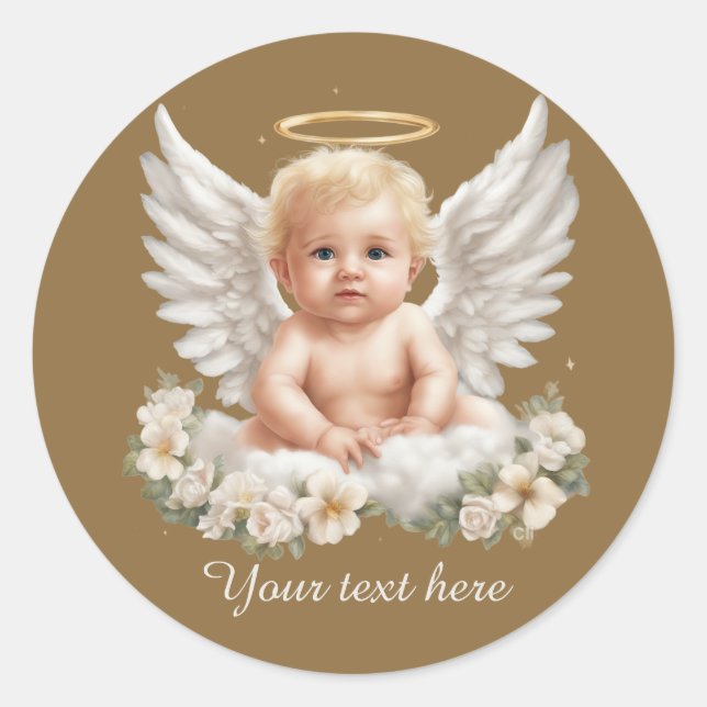 Niedlicher Angel-Babytext Runder Aufkleber (Vorderseite)
