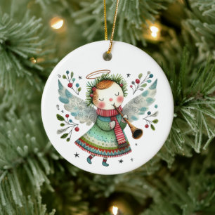 Niedlicher Angel Folk Art Style Keramik Ornament