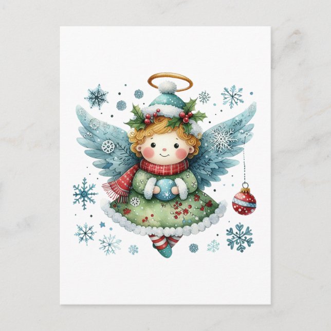 Niedlicher Angel Folk Art Style Postkarte (Vorderseite)
