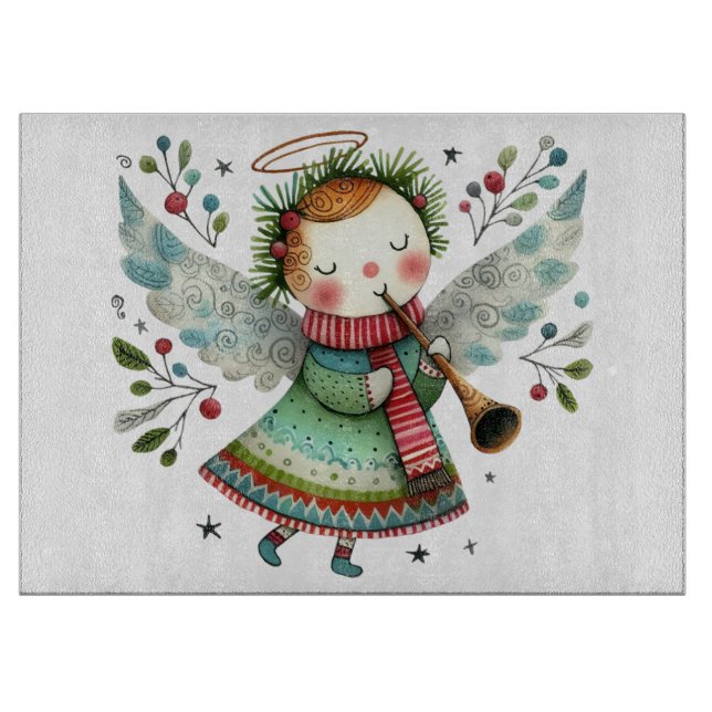 Niedlicher Angel Folk Art Style Schneidebrett (Vorderseite)