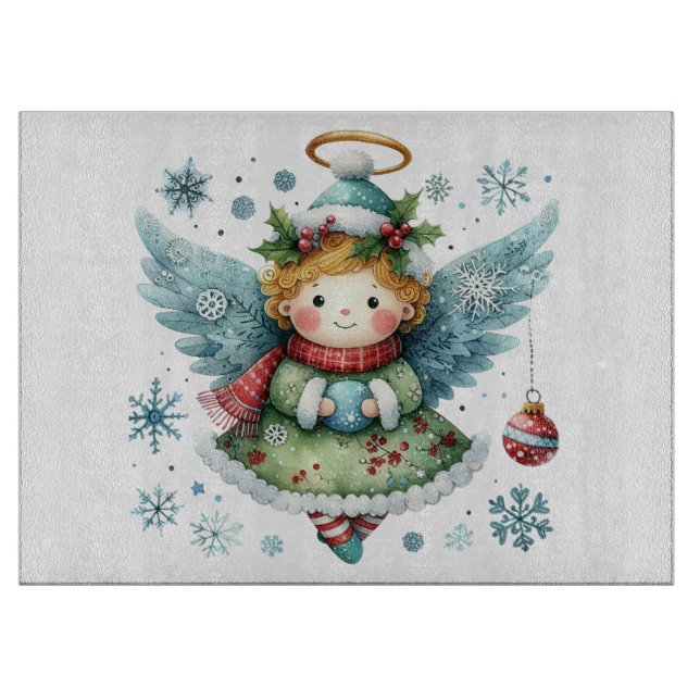 Niedlicher Angel Folk Art Style Schneidebrett (Vorderseite)