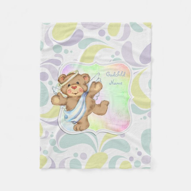 Niedlicher Angel Teddybear Godchild Geschenke Pers Fleecedecke (Vorderseite)