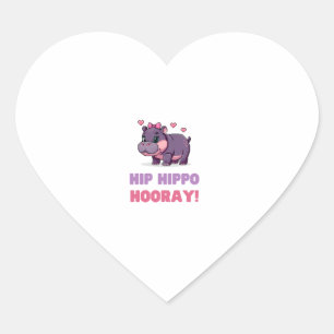 Niedlicher ANGESAGTER HIPPO HOORAY MOO DENG Cartoo Herz-Aufkleber