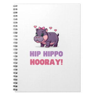 Niedlicher ANGESAGTER HIPPO HOORAY MOO DENG Cartoo Notizblock