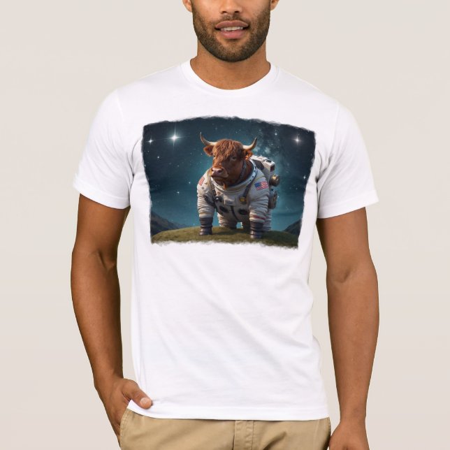 Niedlicher Angus Bull in einem Raum T-Shirt (Vorderseite)