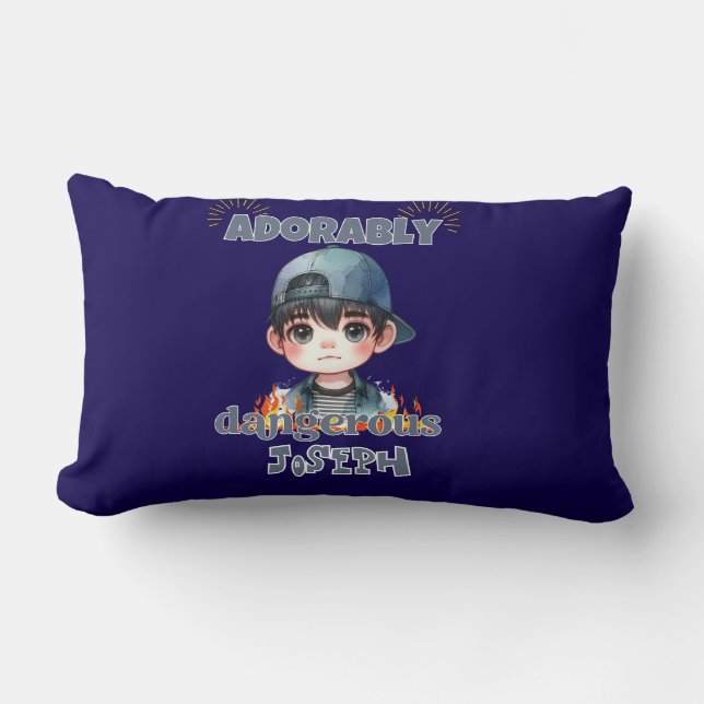 Niedlicher Anime Boy erstaunlich gefährlich Lendenkissen (Vorderseite)