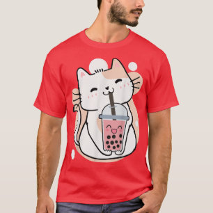 Niedlicher Anime Kawaii Neko Kat Boba Tea Bubble T T-Shirt