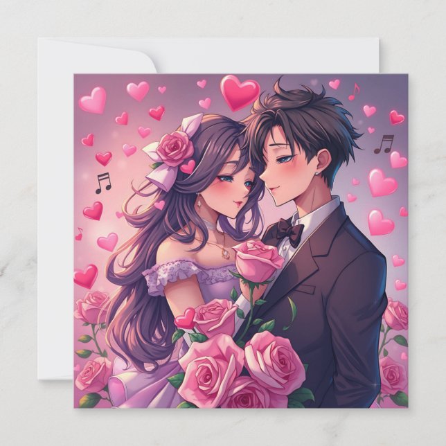 Niedlicher Anime-Personalisierter Valentinstag Karte (Vorderseite)