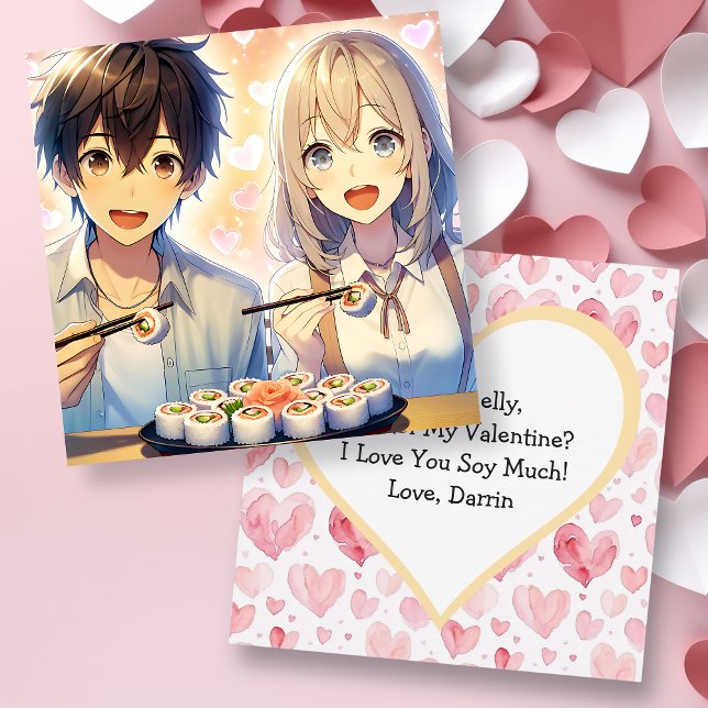 Niedlicher Anime-Sushi-Pun Valentinstag Einladung (Von Creator hochgeladen)