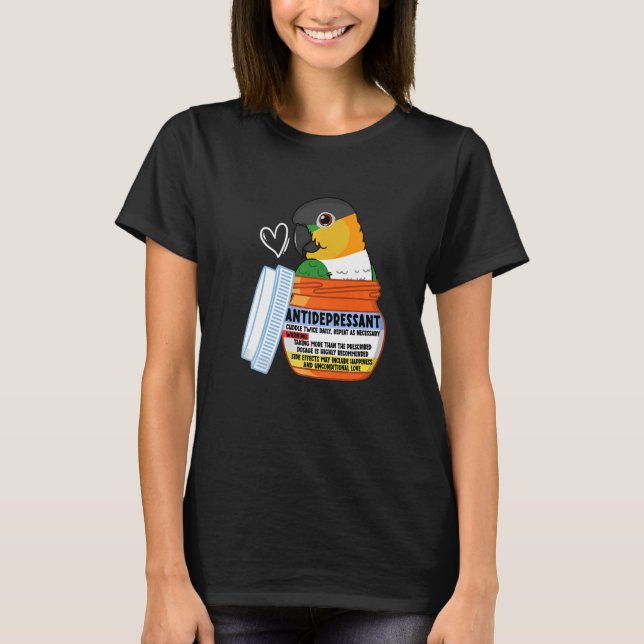 Niedlicher Antidepressiv Papagei I Schwarzer Kaik T-Shirt (Vorderseite)