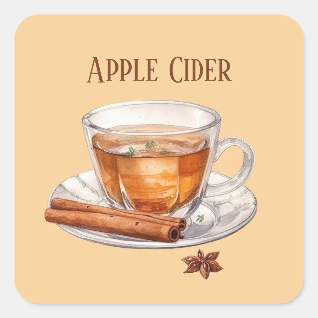 Niedlicher Apfelwein Quadratischer Aufkleber (Vorderseite)