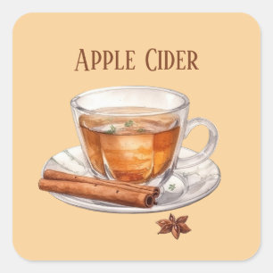 Niedlicher Apfelwein Quadratischer Aufkleber