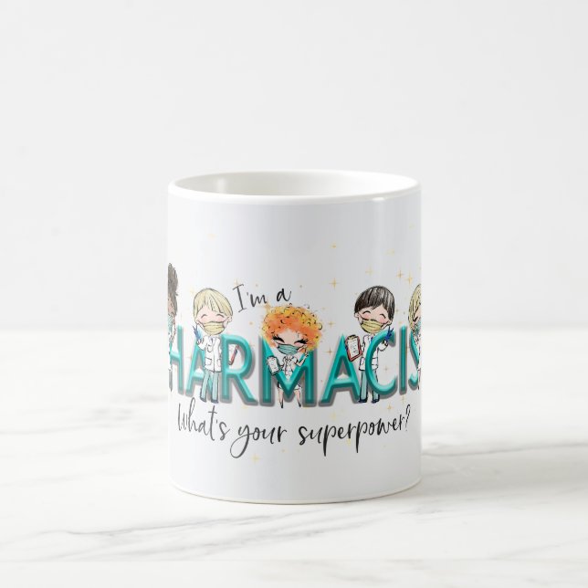 Niedlicher Apotheker Supermacht Kaffeetasse (Mittel)