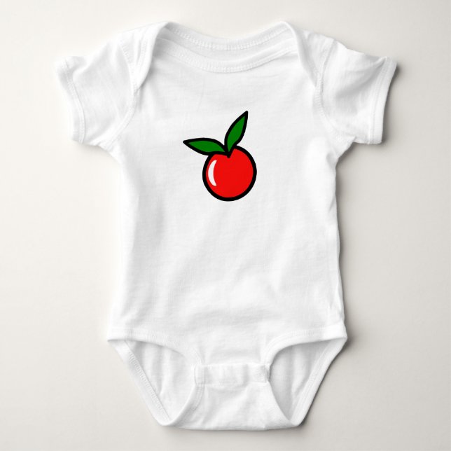 Niedlicher Apple Cherry Red Fruit Spaß Küche Carto Baby Strampler (Vorderseite)